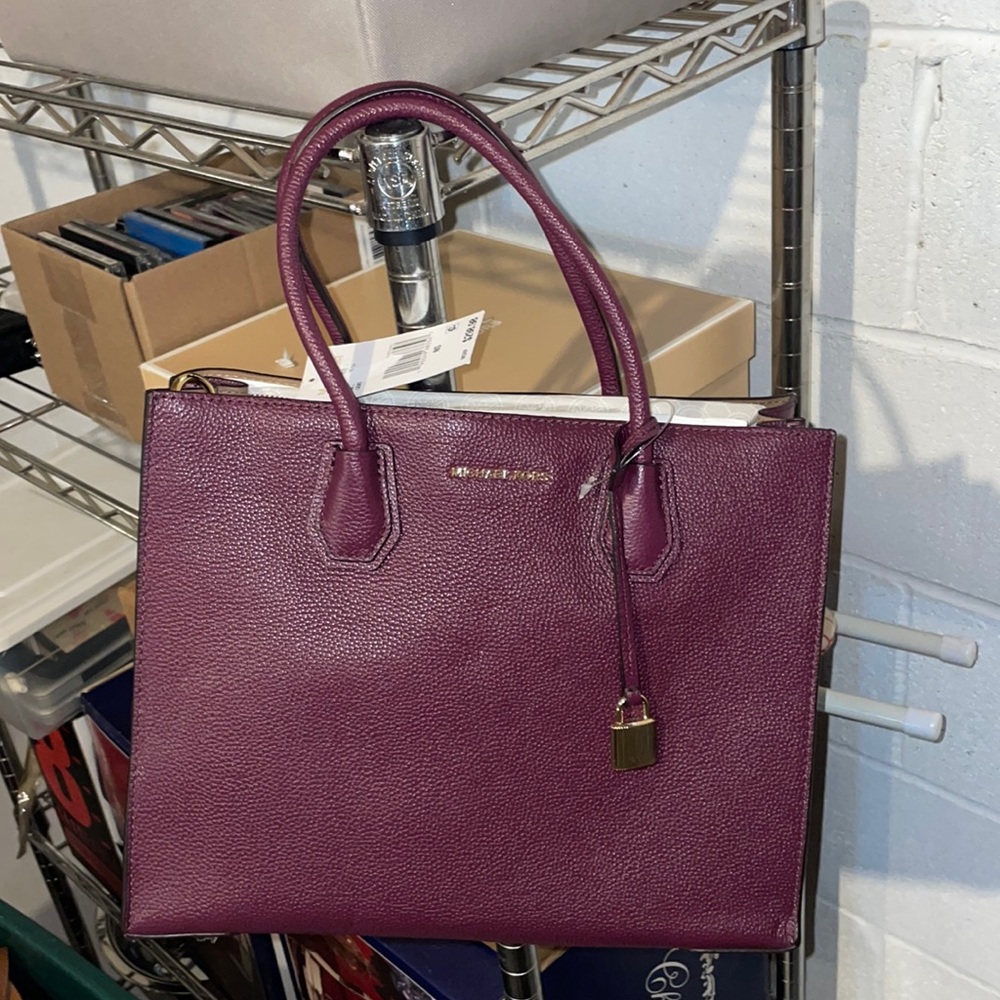 MK Mercer Large Satchel Plum Bag
